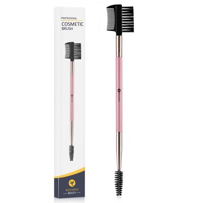 KINGMAS 3 Head Eyebrow Eyelash Shaper Eyelash Comb Double Head Spoolie Brushes Makeup Grooming Tool for Separating Lashes, Eliminating Mascara Clumps, Grooming and Shaping Brow (Pink)