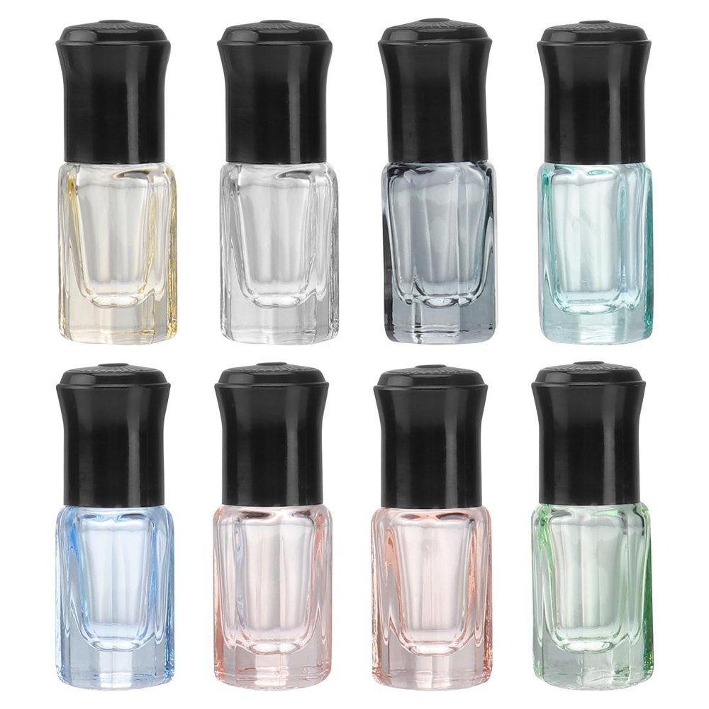 SOESFOUFU 8pcs 3ml Essential Oil Roller Bottles Multipurpose Portable Sub Package Bottles with Black Caps for Perfume and Deodorant Refill