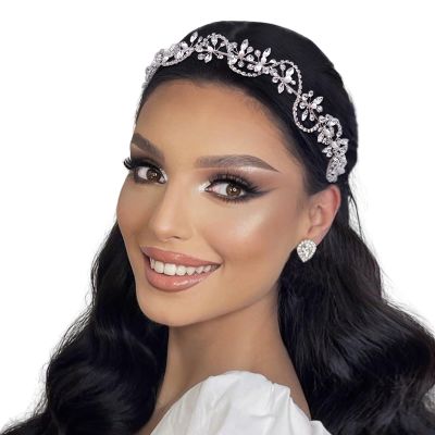 JHOO Bridal Crystal Rhinestone Headband for Wedding and Prom, Elegant Lightweight Hair Piece for Updo and Loose Hair Styles
