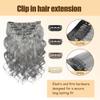 Grey Clip in Hair Extensions,26 Inch Soft Real Human Hair 120g 7pcs,Brazilian Remy Sliver Body Wave Clip ins,Light Gray Clip ins Silky Hair Extensions view 3