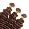 #30 Brown Bundles Human Hair Deep Wave Bundles 16 18 20 Inch Light Brown Deep Wave Bundle Human Hair Extensions Double Weft Unprocessed Brazilian Virgin Hair 3 Bundle 50 Grams Per Bundle view 4