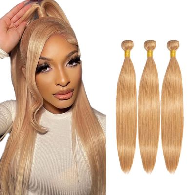 Color 27 Human Hair Bundles Honey Blonde Straight Bundles 28 30 32 Inch Unproceesed Virgin Blonde Straight Bundle Human Hair Extensions 50 Gram Per Bundle 3 Bundle