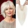 REECHO 10" Real Human Hair Topper for Women with Thinning Hair, Clip-in Crown Hairpiece for Instant Volume and Gray Root Coverage Real Hair Toppers Wiglett, Standard Base, White Blonde view 1