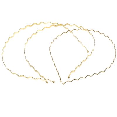 GOOHOCHY 3pcs Metal Wavy Headbands Thin Stylish Hair Hoops for Women Practical Outdoor Hair Accessories Simple Bangs Headdress Style
