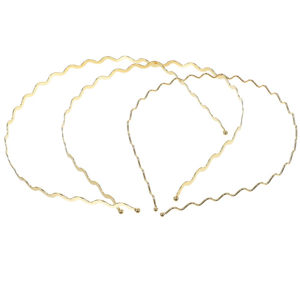 GOOHOCHY 3pcs Metal Wavy Headbands Thin Stylish Hair Hoops for Women Practical Outdoor Hair Accessories Simple Bangs Headdress Style