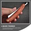 PartyKindom Vintage Wooden Handle Manual Straight Razor Stainless Steel Blade Beard Shaver for Men Professional Barber Hair Salon Shaving Tool with Red Handle view 4