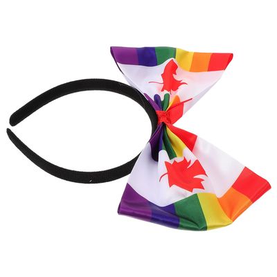 Anneome Maple Leaf Bow Headband for Women, Rainbow Hair Accessory, Party Hairband for Adults, Canadian Flag Hairband for Holiday and Cosplay