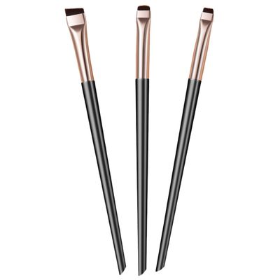 HOOTNEE Angled Eyebrow Brush Set 3 Pieces Black Gold Eye Shadow Concealer Eyeliner Tools for Precise Makeup Application Professional Cosmetic Brushes for Women