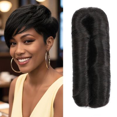 Ajsowju 28 Pieces Human Hair Weave Extensions with Top Closure Straight Short Hair Extension for Women Daily Use (2#)