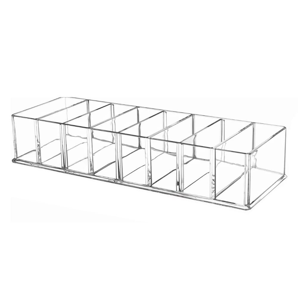 MOPFOL Transparent Acrylic 8 Compartments Makeup Organizer Holder Portable Multi-Functional Stand Cosmetic Storage Box For Vanity