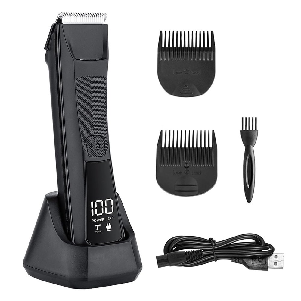 GLESVOWIO Pro Hair Clipper Washable Electric Groin & Body Trimmer for Men & Women Ball Shaver Groomer Beard Grooming Rechargeable Pubic