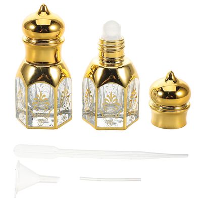 Anneome Vintage Golden Glass Roller Bottles 2Pcs for Essential Oil Perfume