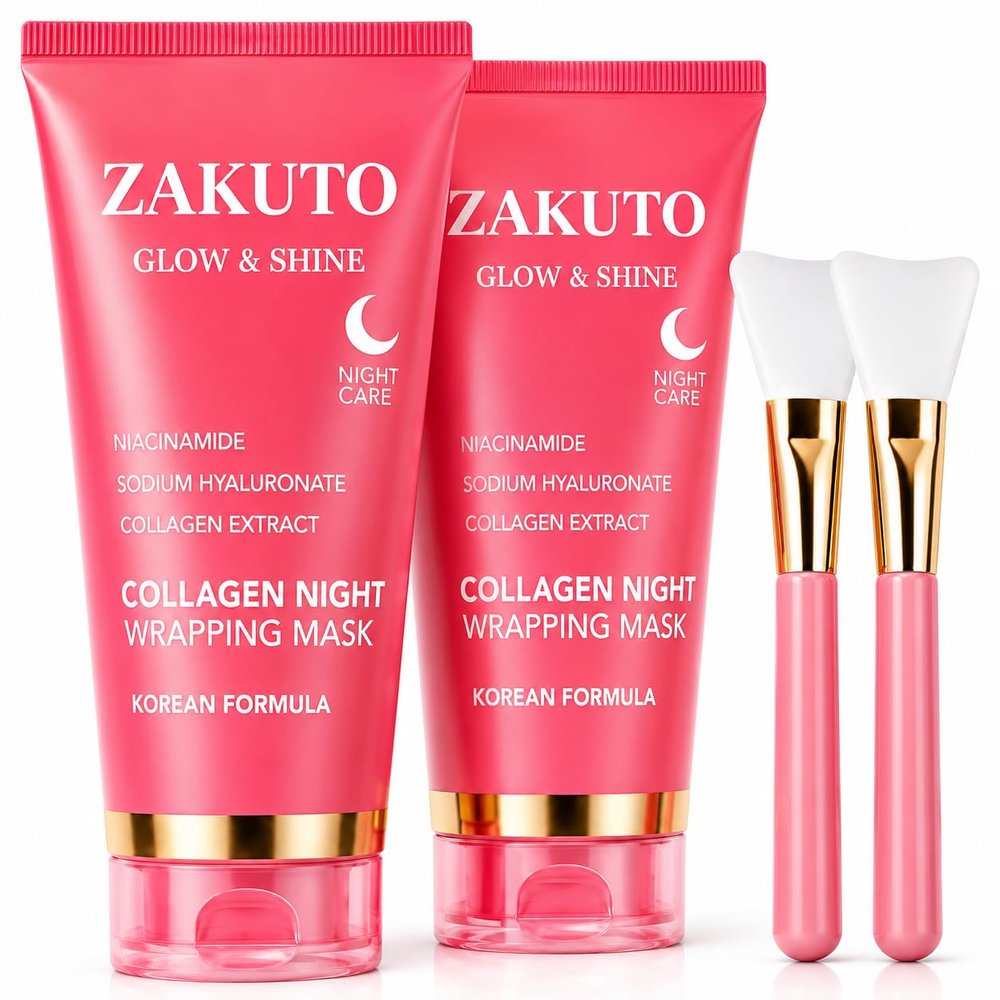 ZAKUTO Collagen Night Wrapping Mask 2 Pack, Collagen Face Mask