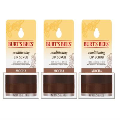 Burts Bees Conditioning Coffee Grounds Lip Scrub Natural Origin, 0.25 oz/7.08g- 3 Jars