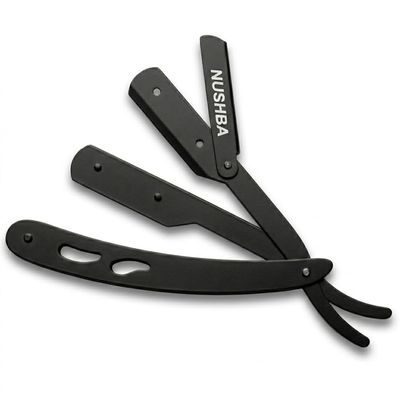 NUSHBA Straight Razor for Men | Professional Cut Throat Razor, Stainless Steel Barber Straight Edge Razor
