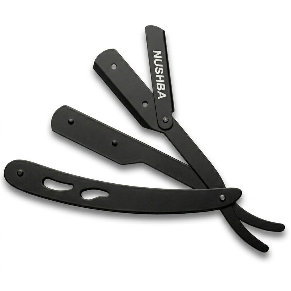 NUSHBA Straight Razor for Men | Professional Cut Throat Razor, Stainless Steel Barber Straight Edge Razor