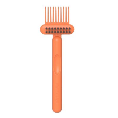 Combined Brush Cleanser Tool with Stiff Polyamide Bristles for Depilation and Profound Cleansing Consistent All Brushes and Permanent Ergonomic Grip Hair Brush Cleansing Tool