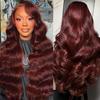 Tobeallo 32 Inch 13x6 Reddish Brown HD Lace Front Wigs Human Hair Pre Plucked Body Wave Reddish Brown Human Hair Wig 200 Density HD Lace Frontal Wig 13x6 Colored Brown Frontal Wigs for Women view 1
