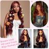 Tobeallo 32 Inch 13x6 Reddish Brown HD Lace Front Wigs Human Hair Pre Plucked Body Wave Reddish Brown Human Hair Wig 200 Density HD Lace Frontal Wig 13x6 Colored Brown Frontal Wigs for Women view 4
