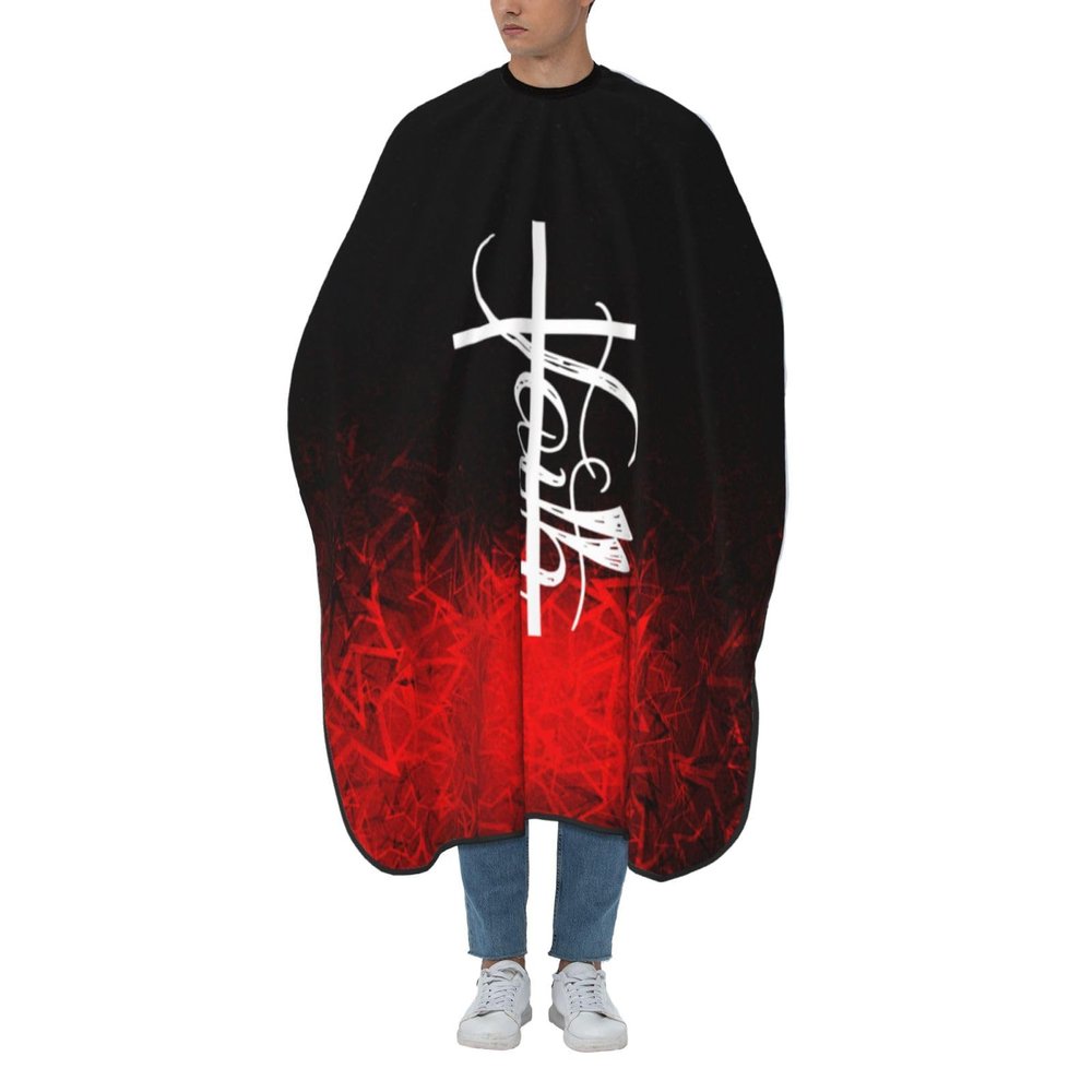 Jesus Christ Cross Christian Religion Faith Gifts Gift Barber Cape for Men Salon Hair Cutting Cape Professional Haircut Capes with Adjustable Elastic Neckline 55" x 66"