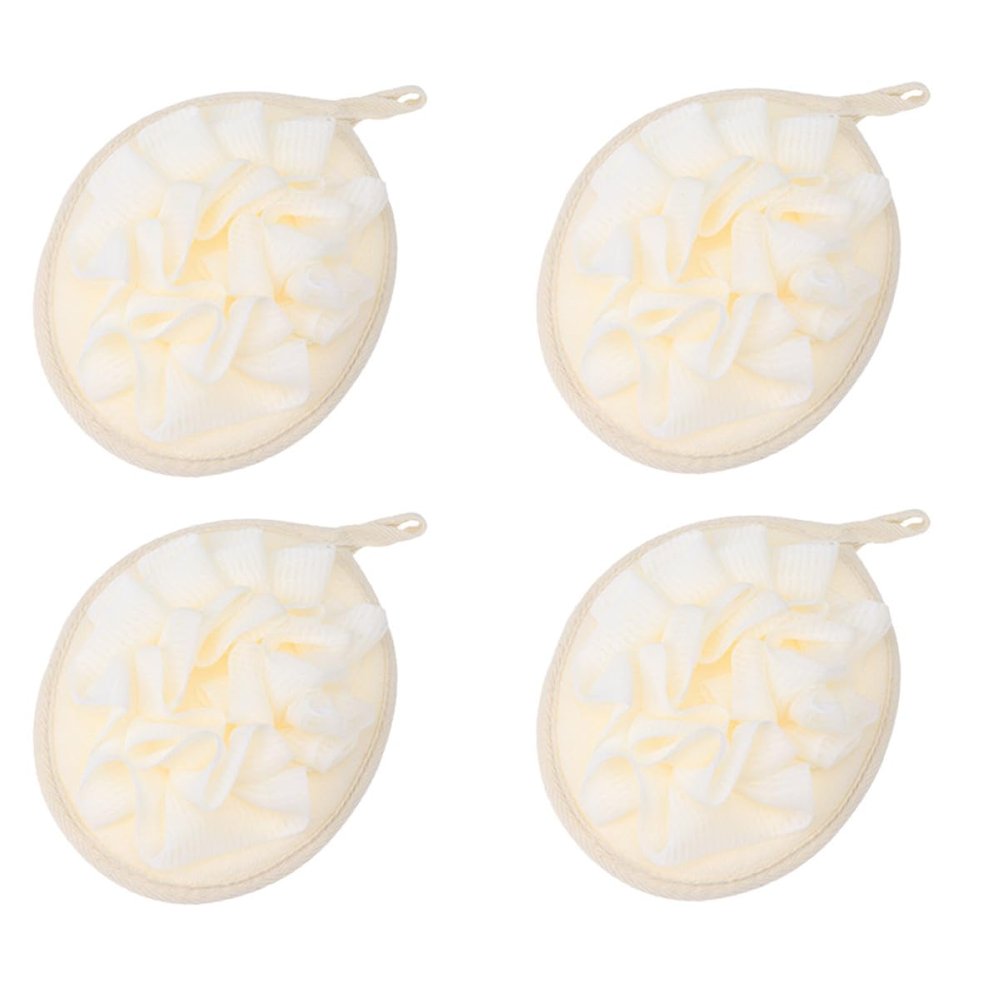 Artibetter 4pcs Beige Bath Puff Shower Scrubber Set Exfoliating Mesh Bath Sponge for Body Cleansing and Shower Bathing Accessories