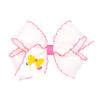 Wee Ones Girls Back to School Embroidered Moonstitch Edge Grosgrain Hair Bow, Pencil, School Bus, ABC, or Pencil Bow Design, Medium or King, on WeeStay No-Slip Clip view 1