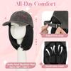 SEGO Pro Blackish Gray Hat Wig, Baseball Cap with Hair Attached for Women, 6" Hat Wig with Heat Resistant Synthetic Hair Extensions, for Daily Wear, Busy Mornings- Straight, Jet Black view 2