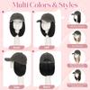 SEGO Pro Blackish Gray Hat Wig, Baseball Cap with Hair Attached for Women, 6" Hat Wig with Heat Resistant Synthetic Hair Extensions, for Daily Wear, Busy Mornings- Straight, Jet Black view 3