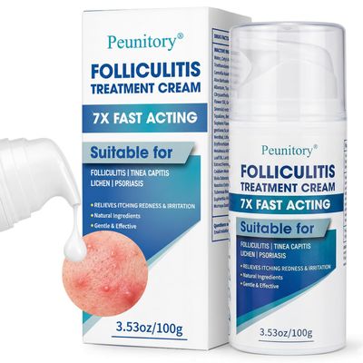 Folliculitis Treatment Cream - 5% Benzoyl Peroxide Treatment for Scalp, Body & Back Bumps, Fast-Acting Relief Ointment for Itching, Redness & Acne, with Centella & Ceramides, Sensitive Skin, 3.53 oz