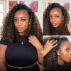 Wavymy Original Half Wig Human Hair Wig Glueless Upgrade 3 In 1 Drawstring Seamless Clip Ins Flip Over Water Wave Human Hair Wig Highlights 1B/30 Half Wigs For Black Women 180 Density 18 Inch view 1