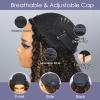 Wavymy Original Half Wig Human Hair Wig Glueless Upgrade 3 In 1 Drawstring Seamless Clip Ins Flip Over Water Wave Human Hair Wig Highlights 1B/30 Half Wigs For Black Women 180 Density 18 Inch view 3