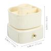 Operitacx Rotating Makeup Brush Holder and Pen Organizer Dual-layer Cosmetic Storage Cup for Vanity Table Desk, Cream White Desktop Brush and Pencil Holder for Home and Office view 2