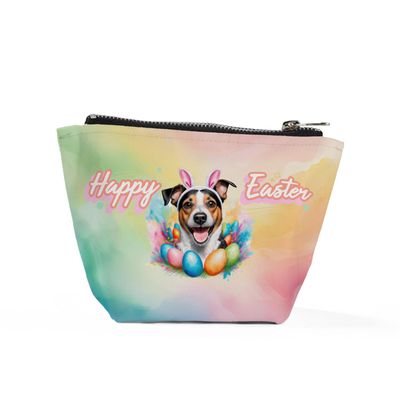 Ninety3POD Happy Easter Jack Russell Terrier with Bunny Ear Headband and Flowers Cosmetic Makeup Bag Parson Jack Dog Lover Travel Zipper Accessories Pouch 13001