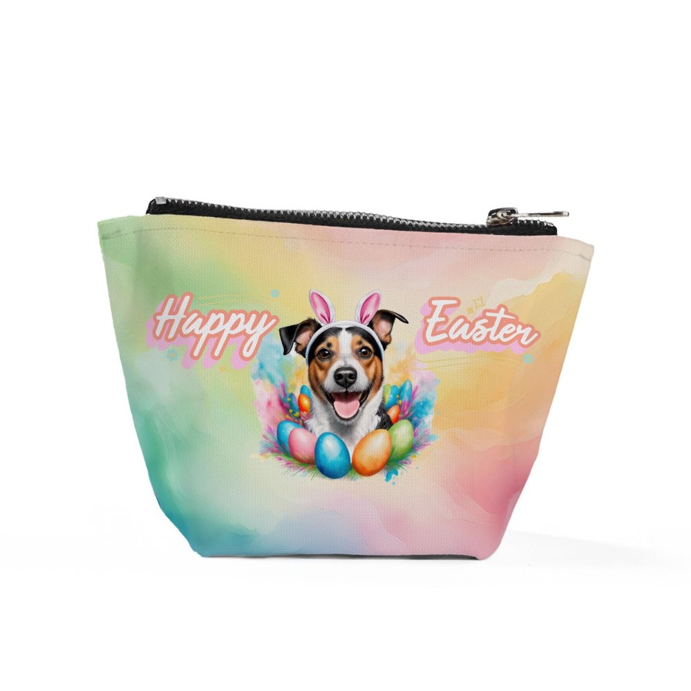 Ninety3POD Happy Easter Jack Russell Terrier with Bunny Ear Headband and Flowers Cosmetic Makeup Bag Parson Jack Dog Lover Travel Zipper Accessories Pouch 13001