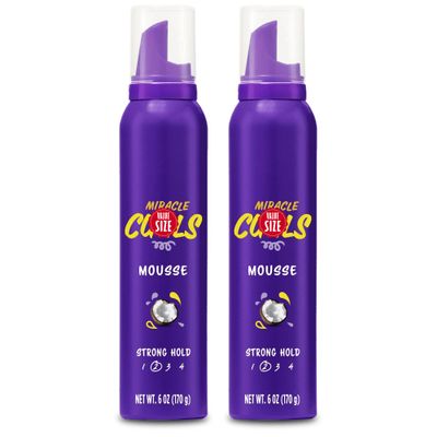 Au~ssie Miracle Curls Strong Hold Mousse with Coconut & Jojoba Oil, 6 fl oz, Curly Hair Styling Foam, Pack of 2