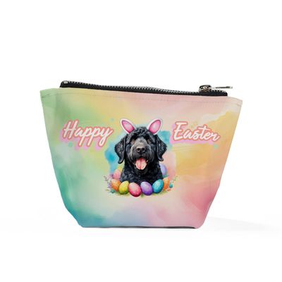 Ninety3POD Happy Easter Portuguese Water Dog with Bunny Ear Headband and Flowers Cosmetic Makeup Bag PWD Portie Fishing Dog Lover Travel Zipper Accessories Pouch 13001