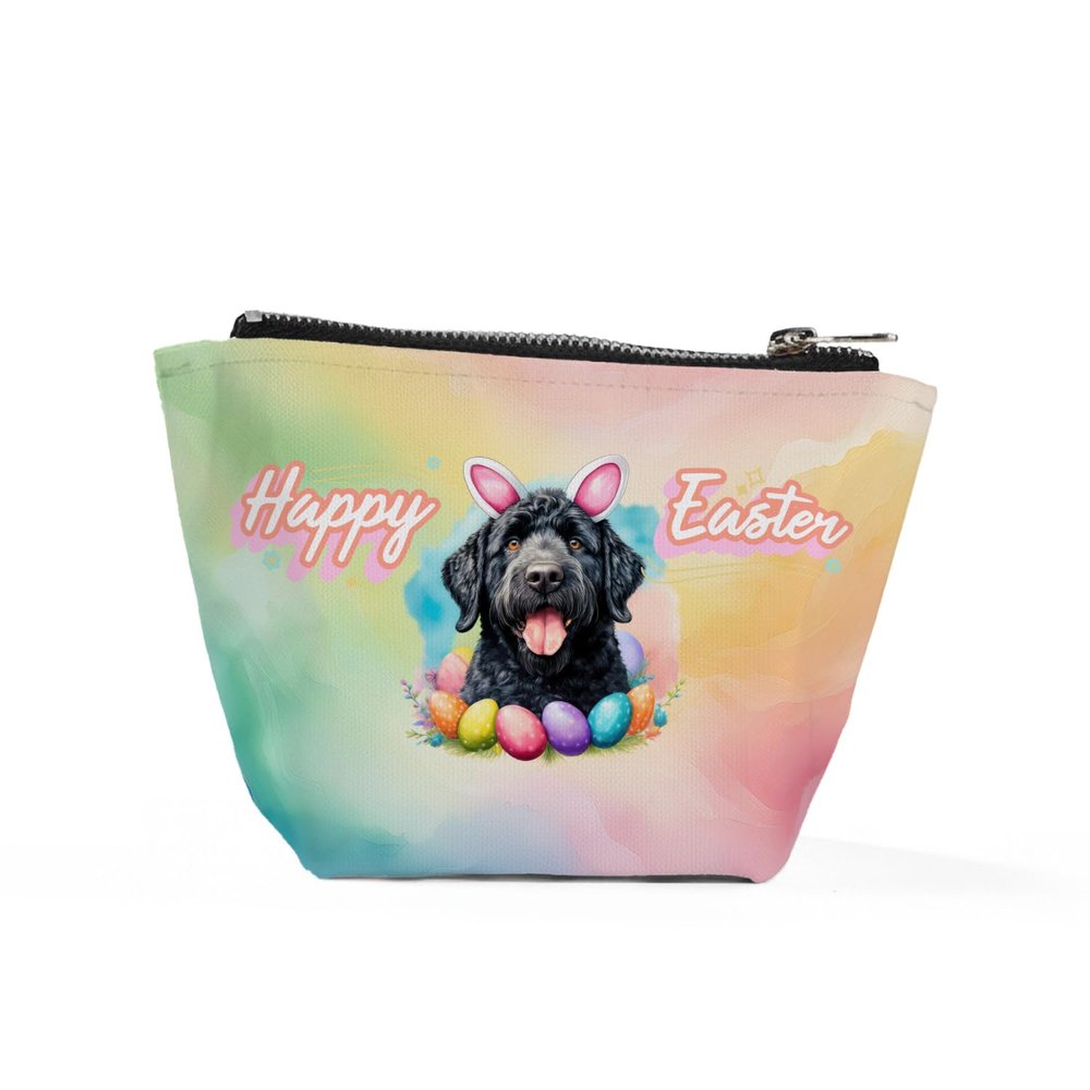 Ninety3POD Happy Easter Portuguese Water Dog with Bunny Ear Headband and Flowers Cosmetic Makeup Bag PWD Portie Fishing Dog Lover Travel Zipper Accessories Pouch 13001