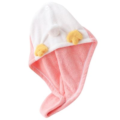 IWOWHERO Super Absorbent Coral Fleece Hair Turban Towel 52x23cm Pink Quick Dry Wet Hair Wrap Cap for Bathing and Shower