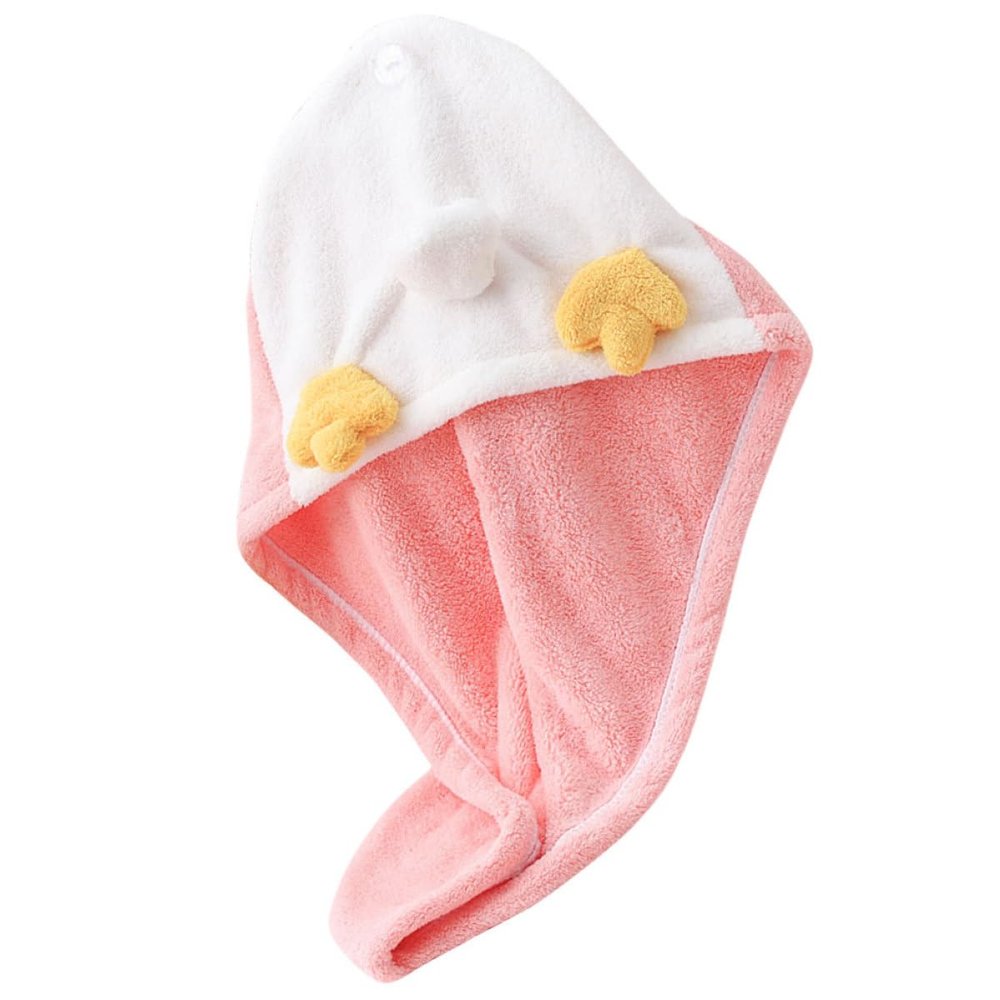 IWOWHERO Super Absorbent Coral Fleece Hair Turban Towel 52x23cm Pink Quick Dry Wet Hair Wrap Cap for Bathing and Shower