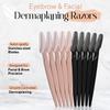 Abiding Essentials Dermaplane Razor for Women & Men Precision Hair Remover & Exfoliating Face Shaver, Eyebrow Trimmer Luxurious At-Home Spa Skincare Set (Premium Black/Rose Gold) 10pcs view 2