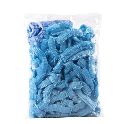 100 Pack Disposable Shower Caps, Waterproof Plastic Hair Caps for Women, Travel, Hotel, Solon (100, Blue)