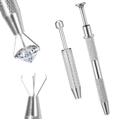2 Pcs Piercing Ball Grabber Tool, Piercing Changing Tools 4 Claw Diamond Tweezers Stainless Steel Jeweler Pick Up Tool for Ear Nose Lip Tools Electronic Components Tiny Objects Ic Chips (2PCS)