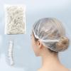 100 Pack Disposable Shower Caps, Waterproof Plastic Hair Caps for Women, Travel, Hotel, Solon (100, Clear) view 2
