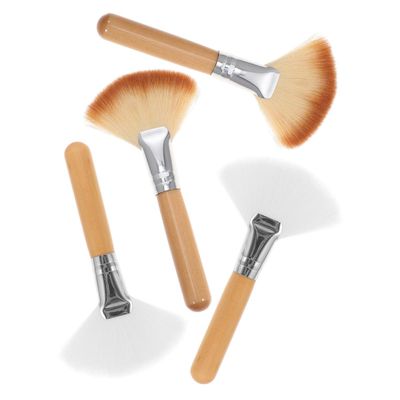 COOPHYA 4pcs Large Fan Makeup Brushes Set Soft White and Colored Bristles, Powder Highlighter and Blush Applicator for Facial Makeup, Multipurpose Cosmetic Tools for Women