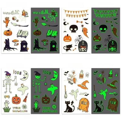 SAGEBIO Christmas Waterproof Glow in the Dark Temporary Tattoos 40 Designs Holiday Face Body Art Set,02