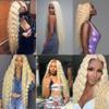 613 Bundles Human Hair Blonde Deep Wave Bundles 26 28 30 Inch Unprocessed Brazilian Virgin Weave Hairs Blonde Deep Curly 3 Bundle 150g Human Hair Extensions view 2
