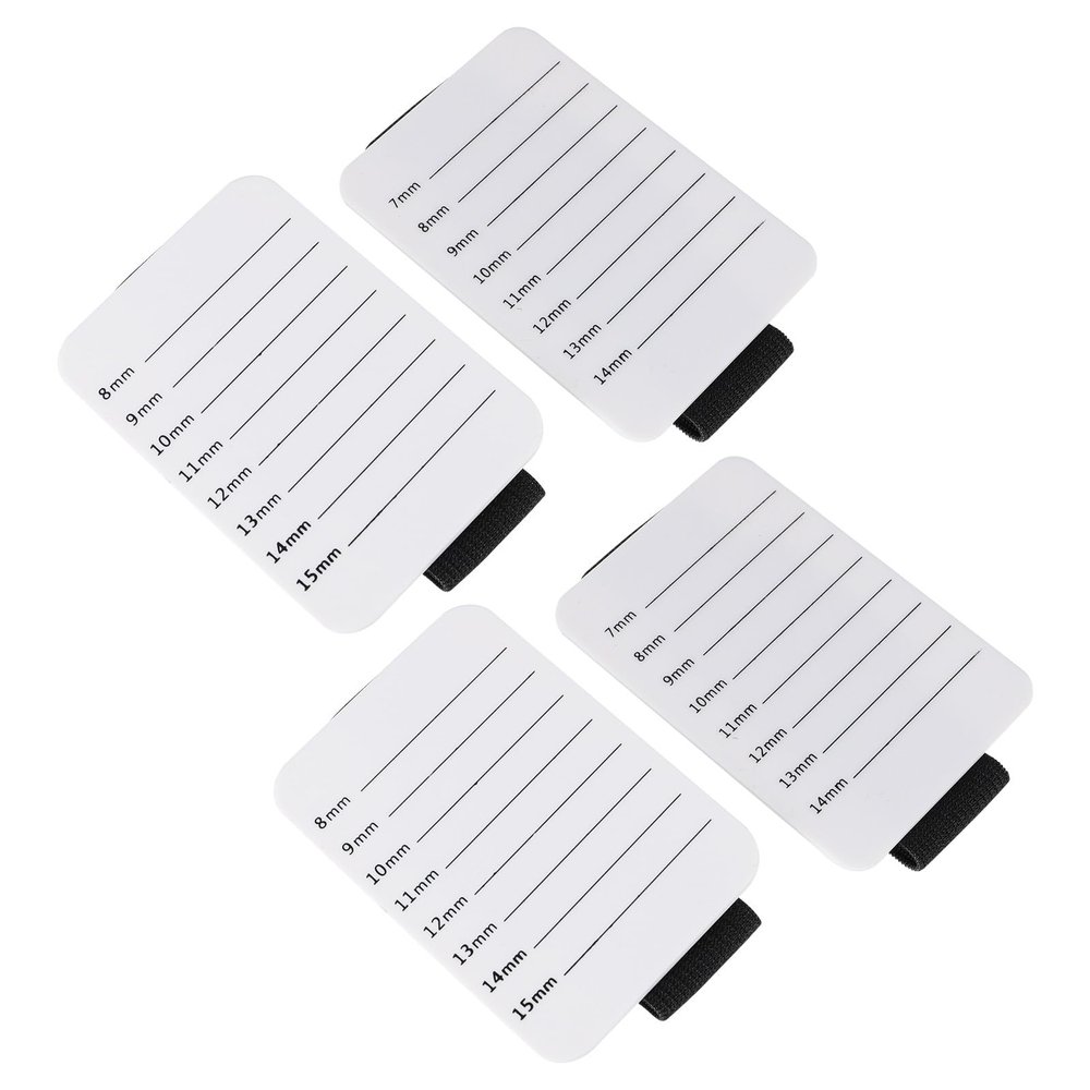VALICLUD 4pcs Eyelash Extension Pallet Holder Trays with Hand Strap, White Acrylic Lash Grafting Pallets, 7-14mm 8-15mm Sizes, Professional Lash Extension Tools for Salon and Personal Use