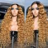 oulaer Ombre Honey Blonde 13x6 HD Transparent Lace Frontal Wigs 1B/27 Loose Deep Wave Human Hair Wig Curly For Women Pre Plucked Brazilian Remy Hair Bleached Knots 150% Density 26Inch view 1