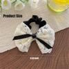 Tinsparkwin 2 Pack Lace Bow Hair Ties Silk Scrunchies For Thick Hair Elastic Hair Ties oversized scrunchies for Yoga Work French Romantic(White, 2 Packs) view 3