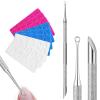 1 Pcs Dual Ended Nail Cuticle Pusher Tool, Stainless Steel Nail Cuticle Pusher with 9 Sheets 100/150/180 Grit Sandpaper, Metal Cuticle Pusher and Scraper for Manicure Pedicure Nail Care view 1